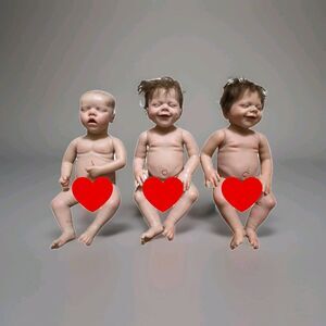 Full Body Silicone Reborn Dolls Baby 1 Boy + 2 Girls Set Anatomically Correct